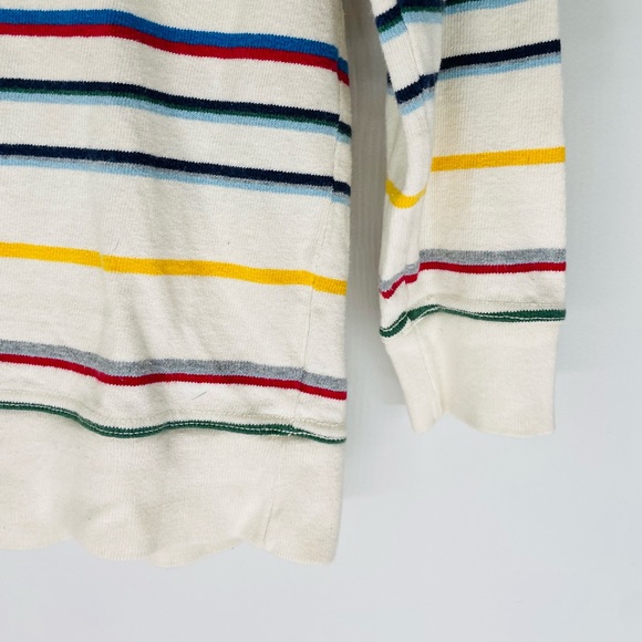 GAP Kids Boy M 8 White striped 100% cotton Pullover sweater - Picture 2 of 5